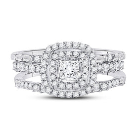 14kt White Gold Princess Diamond Solitaire Bridal Wedding Engagement Ring - Enchanting Elegance - Front View