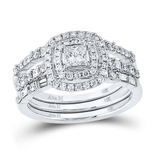 Load image into Gallery viewer, 14kt White Gold Princess Diamond Solitaire Bridal Wedding Engagement Ring - Enchanting Elegance - Top View