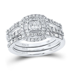 14kt White Gold Princess Diamond Solitaire Bridal Wedding Engagement Ring - Enchanting Elegance - Top View
