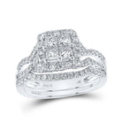 14kt White Gold Princess Diamond Square Bridal Wedding Ring Band Set - The Enchanted Love Story - Splendid Jewellery