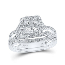 Load image into Gallery viewer, 14kt White Gold Princess Diamond Square Bridal Wedding Ring Band Set - The Enchanted Love Story - Splendid Jewellery