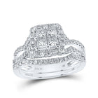 14kt White Gold Princess Diamond Square Bridal Wedding Ring Band Set - The Enchanted Love Story - Splendid Jewellery