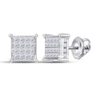 14kt White Gold Princess Diamond Square Cluster Earrings - Radiant Brilliance Collection - Splendid Jewellery
