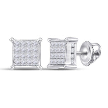 Load image into Gallery viewer, 14kt White Gold Princess Diamond Square Cluster Earrings - Radiant Brilliance Collection - Splendid Jewellery