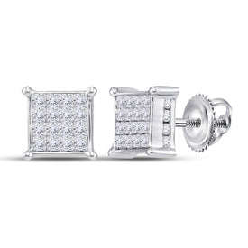 14kt White Gold Princess Diamond Square Cluster Earrings - Radiant Brilliance Collection - Splendid Jewellery