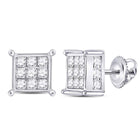 14kt White Gold Princess Diamond Square Earrings - A Captivating Sparkle of Elegance - Top View