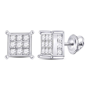 14kt White Gold Princess Diamond Square Earrings - A Captivating Sparkle of Elegance - Top View