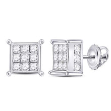 Load image into Gallery viewer, 14kt White Gold Princess Diamond Square Earrings - A Captivating Sparkle of Elegance - Side View