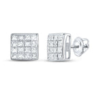 14kt White Gold Princess Diamond Square Earrings - Timeless Elegance - Splendid Jewellery