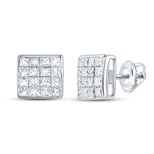 Load image into Gallery viewer, 14kt White Gold Princess Diamond Square Earrings - Timeless Elegance - Splendid Jewellery