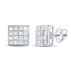 14kt White Gold Princess Diamond Square Earrings - Timeless Elegance - Splendid Jewellery