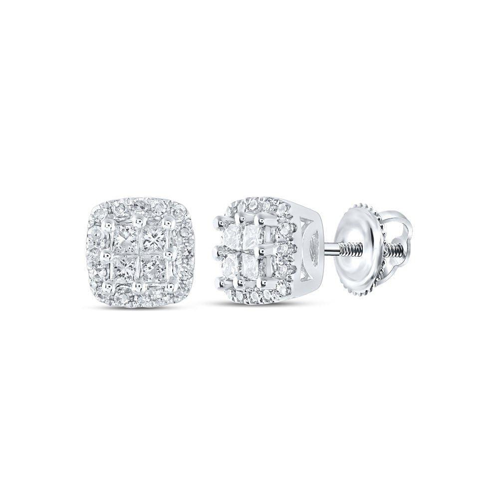 14kt White Gold Princess Diamond Square Earrings - Timeless Elegance and Sparkling Brilliance - Splendid Jewellery