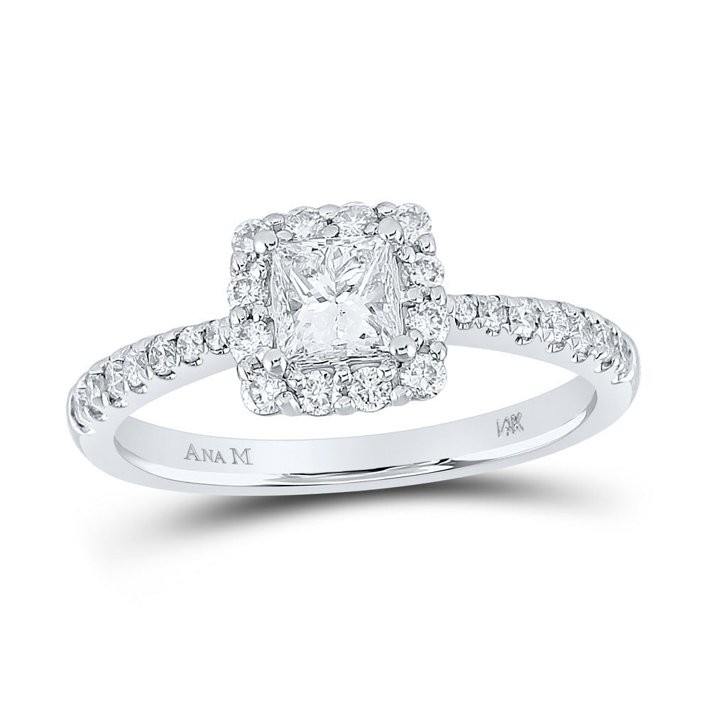 14kt White Gold Princess Diamond Square Halo Bridal Wedding Engagement Ring 7/8 Cttw | Enchanting Elegance - Splendid Jewellery