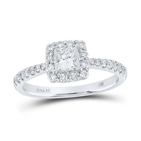 14kt White Gold Princess Diamond Square Halo Bridal Wedding Engagement Ring 7/8 Cttw | Enchanting Elegance - Splendid Jewellery