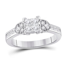 Load image into Gallery viewer, 14kt White Gold Princess Diamond Square Heart Cluster Ring - Dazzling Elegance - Splendid Jewellery