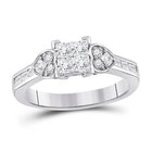 14kt White Gold Princess Diamond Square Heart Cluster Ring - Dazzling Elegance - Splendid Jewellery