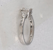Load image into Gallery viewer, 14kt White Gold Princess Diamond Square Heart Cluster Ring - Dazzling Elegance - Side View