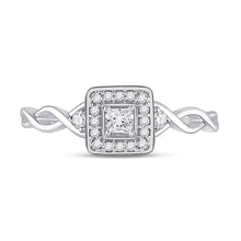 Load image into Gallery viewer, 14kt White Gold Princess Diamond Square Promise Ring - Front View