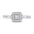 14kt White Gold Princess Diamond Square Promise Ring - Front View