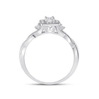 14kt White Gold Princess Diamond Square Promise Ring - Side View