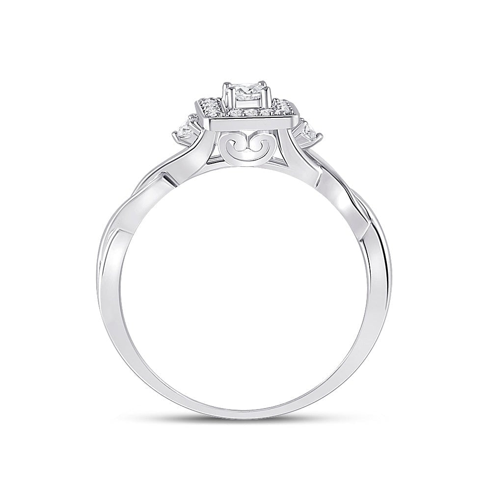 14kt White Gold Princess Diamond Square Promise Ring - Splendid Jewellery