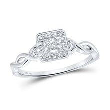 Load image into Gallery viewer, 14kt White Gold Princess Diamond Square Promise Ring - Top View