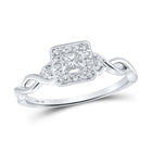 14kt White Gold Princess Diamond Square Promise Ring - Top View