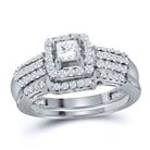 14kt White Gold Princess Diamond Wedding Ring Band Set - A Captivating Celebration of Love and Elegance - Splendid Jewellery