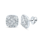 14kt White Gold Princess Round Diamond Square Earrings - Timeless Elegance - Splendid Jewellery