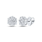 14kt White Gold Radiant Blossom Diamond Cluster Earrings - Splendid Jewellery
