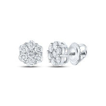 Load image into Gallery viewer, 14kt White Gold Radiant Blossom Diamond Cluster Earrings - Splendid Jewellery