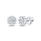 14kt White Gold Radiant Blossom Diamond Cluster Earrings - Splendid Jewellery