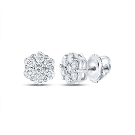 14kt White Gold Radiant Blossom Diamond Cluster Earrings - Splendid Jewellery