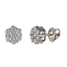Load image into Gallery viewer, 14kt White Gold Radiant Blossom Diamond Cluster Earrings - Side View