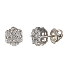 14kt White Gold Radiant Blossom Diamond Cluster Earrings - Side View