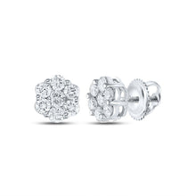 Load image into Gallery viewer, 14kt White Gold Radiant Blossom Diamond Cluster Earrings - Top View