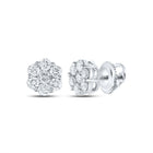 14kt White Gold Radiant Blossom Diamond Cluster Earrings - Top View