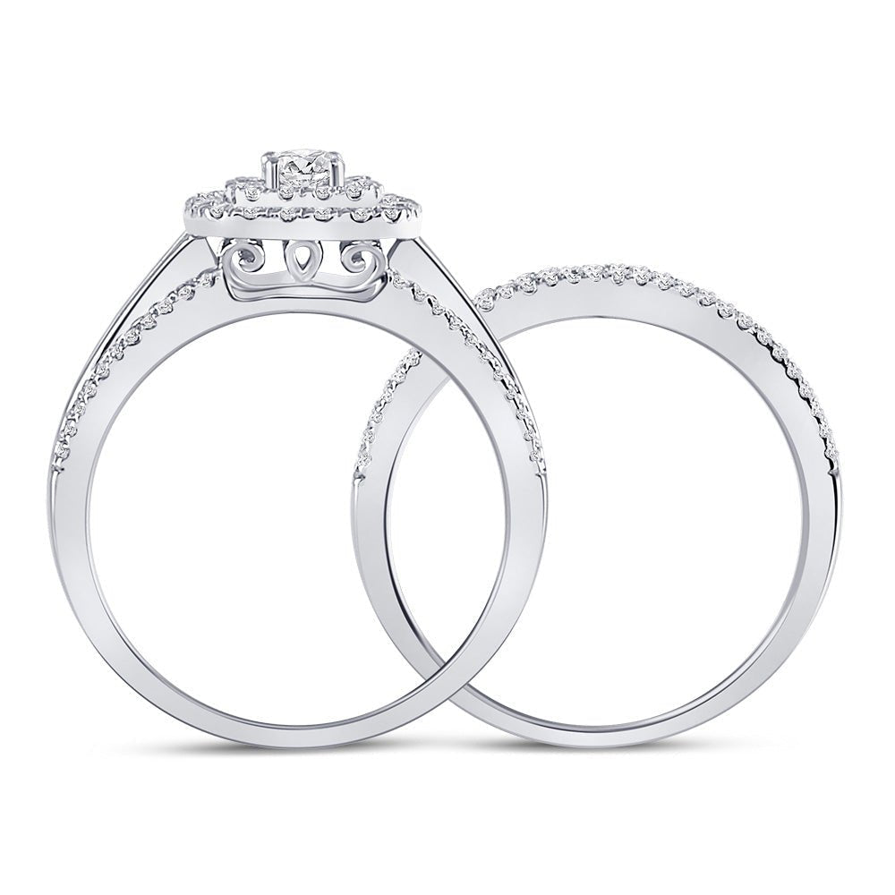 14kt White Gold Radiant Brilliance Bridal Wedding Ring Band Set - Splendid Jewellery
