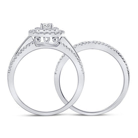 14kt White Gold Radiant Brilliance Bridal Wedding Ring Band Set - Splendid Jewellery
