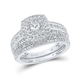 14kt White Gold Radiant Brilliance Bridal Wedding Ring Band Set - Splendid Jewellery