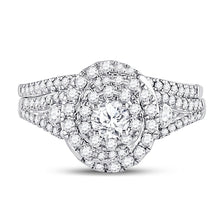 Load image into Gallery viewer, 14kt White Gold Radiant Brilliance Wedding Ring Band Set - Front View