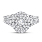 14kt White Gold Radiant Brilliance Wedding Ring Band Set - Front View