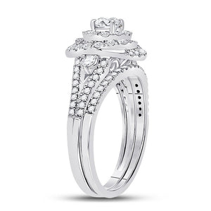 14kt White Gold Radiant Brilliance Wedding Ring Band Set - Splendid Jewellery