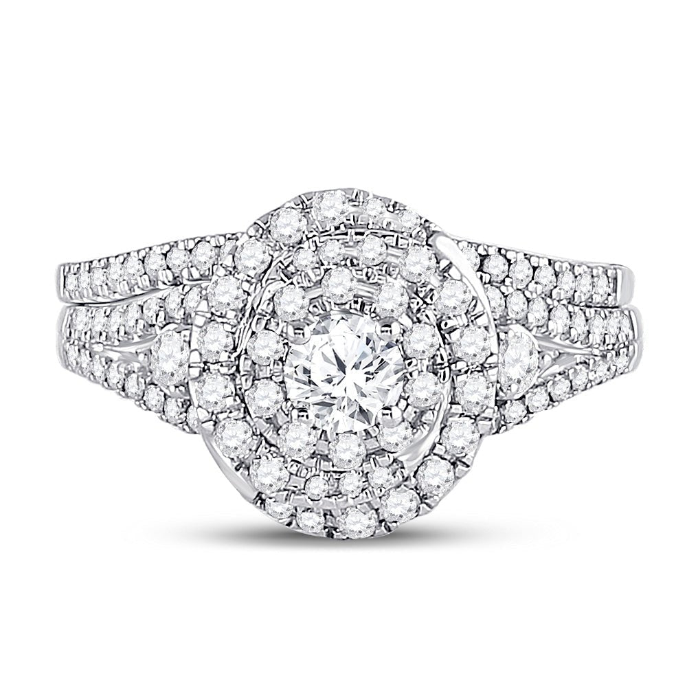 14kt White Gold Radiant Brilliance Wedding Ring Band Set - Splendid Jewellery