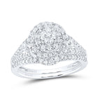 14kt White Gold Radiant Brilliance Wedding Ring Band Set - Top View