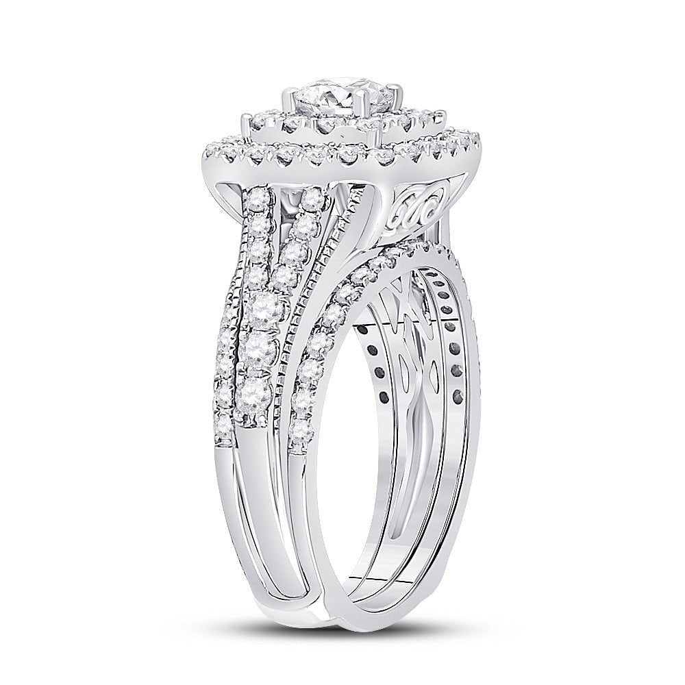 14kt White Gold Radiant Brilliance Wedding Ring Band Set - Splendid Jewellery