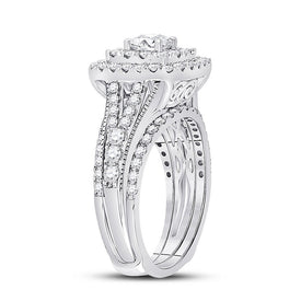 14kt White Gold Radiant Brilliance Wedding Ring Band Set - Splendid Jewellery