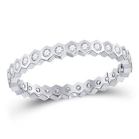 14kt White Gold Radiant Diamond Band Ring - Top View