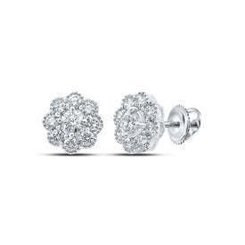 14kt White Gold Radiant Diamond Blossom Earrings - Splendid Jewellery