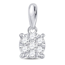 Load image into Gallery viewer, 14kt White Gold Radiant Diamond Blossom Pendant - 1/5 Cttw  Top View from Splendid Jewellery